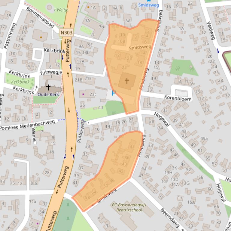 Kaart van postcodegebied 3852XB.