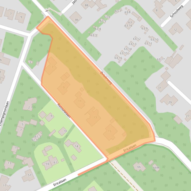 Kaart van postcodegebied 3852ZJ.