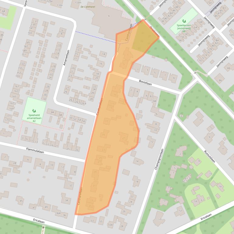 Kaart van postcodegebied 3852ZR.