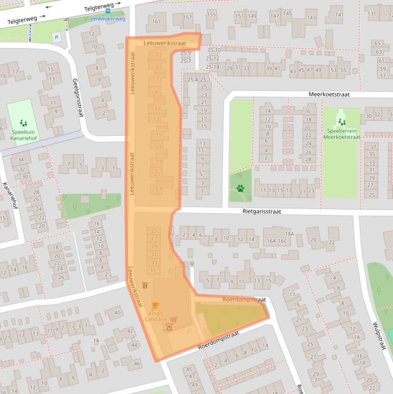 Kaart van postcodegebied 3853AA.