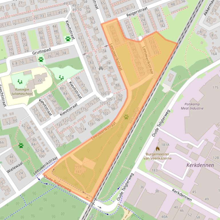 Kaart van postcodegebied 3853AC.