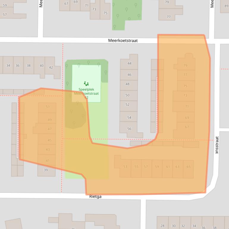 Kaart van postcodegebied 3853AJ.
