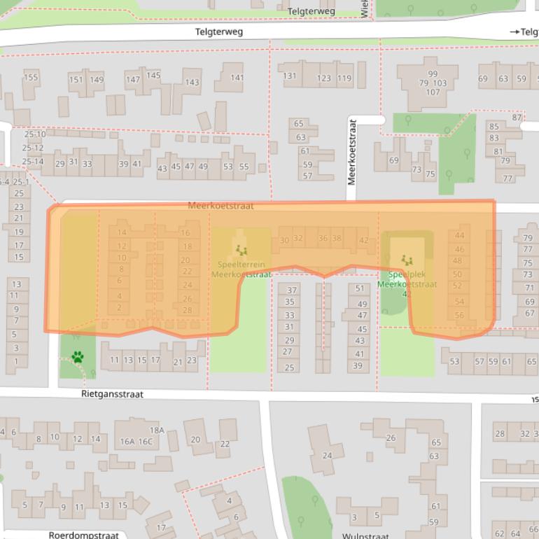 Kaart van postcodegebied 3853AN.