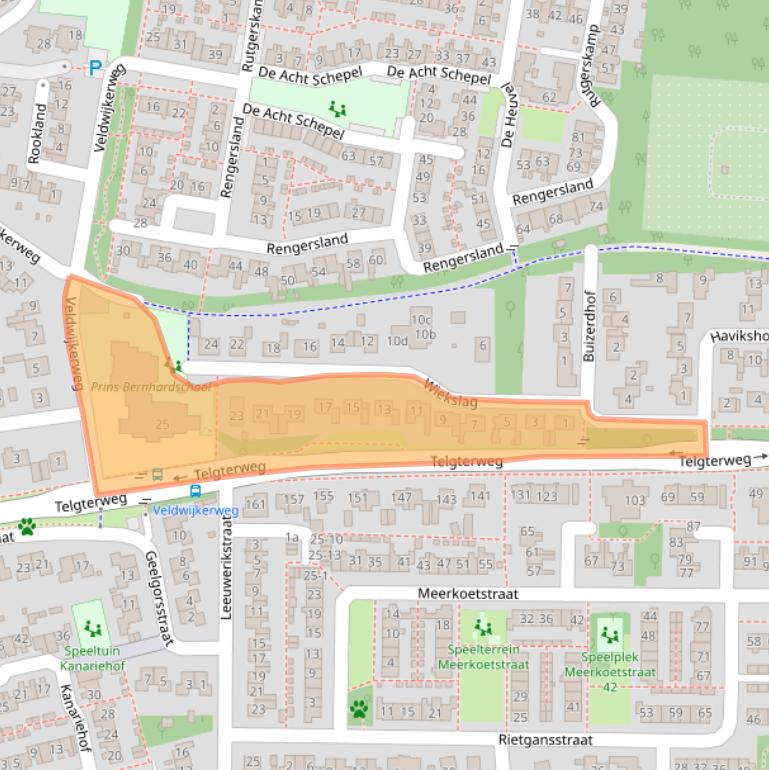 Kaart van postcodegebied 3853BG.
