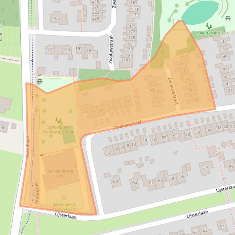 Kaart van postcodegebied 3853CA.