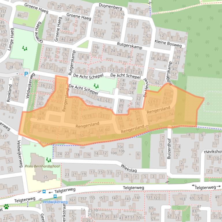 Kaart van postcodegebied 3853ET.