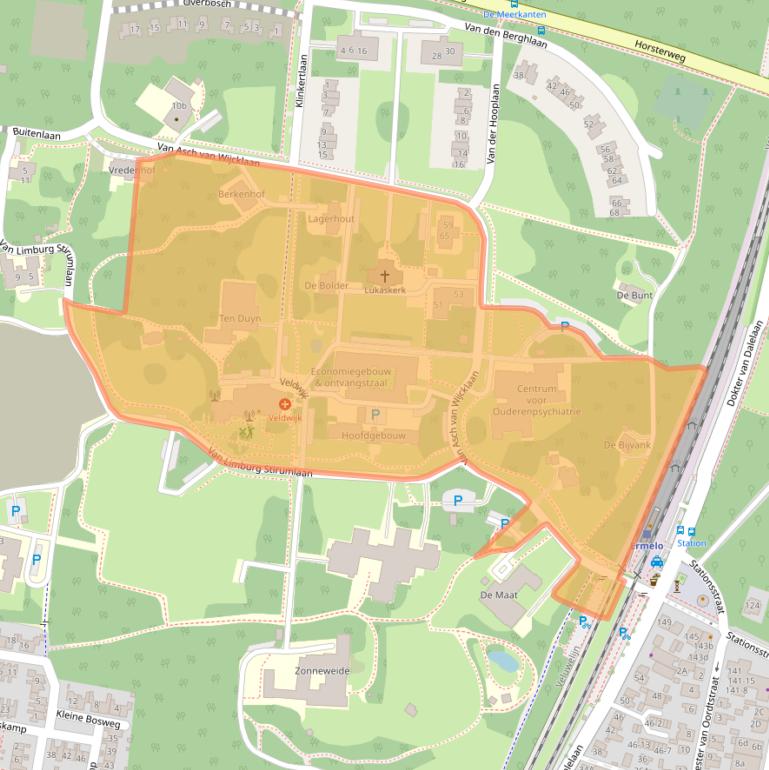 Kaart van postcodegebied 3853KV.