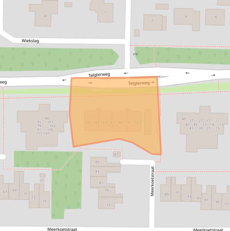 Kaart van postcodegebied 3853ND.