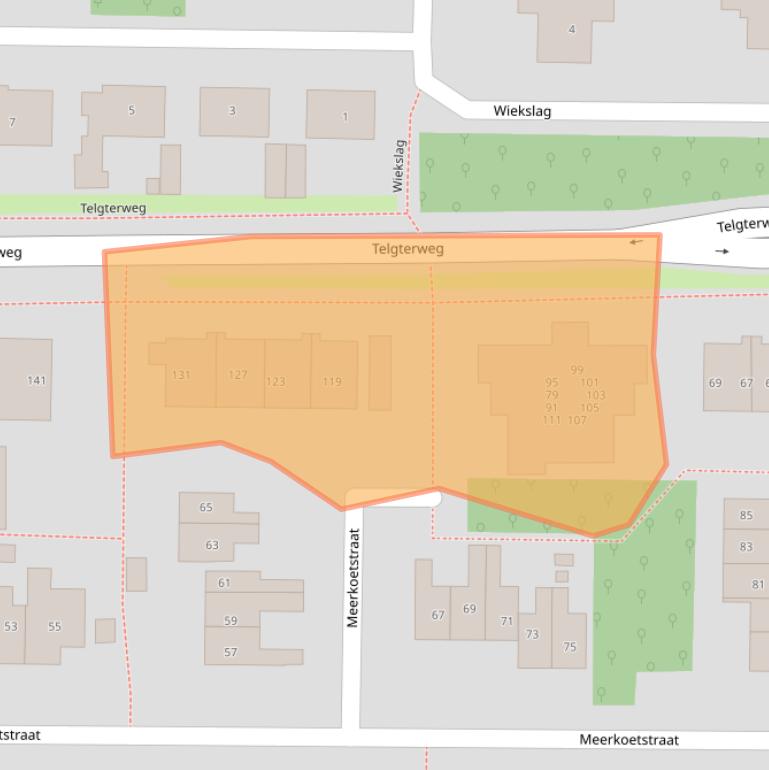 Kaart van postcodegebied 3853NE.