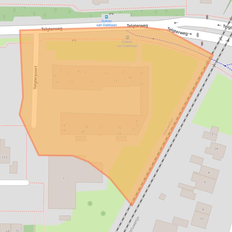 Kaart van postcodegebied 3853NN.