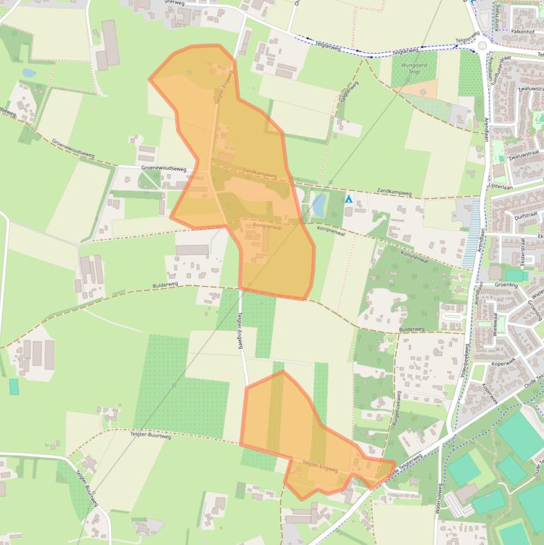 Kaart van postcodegebied 3853NZ.