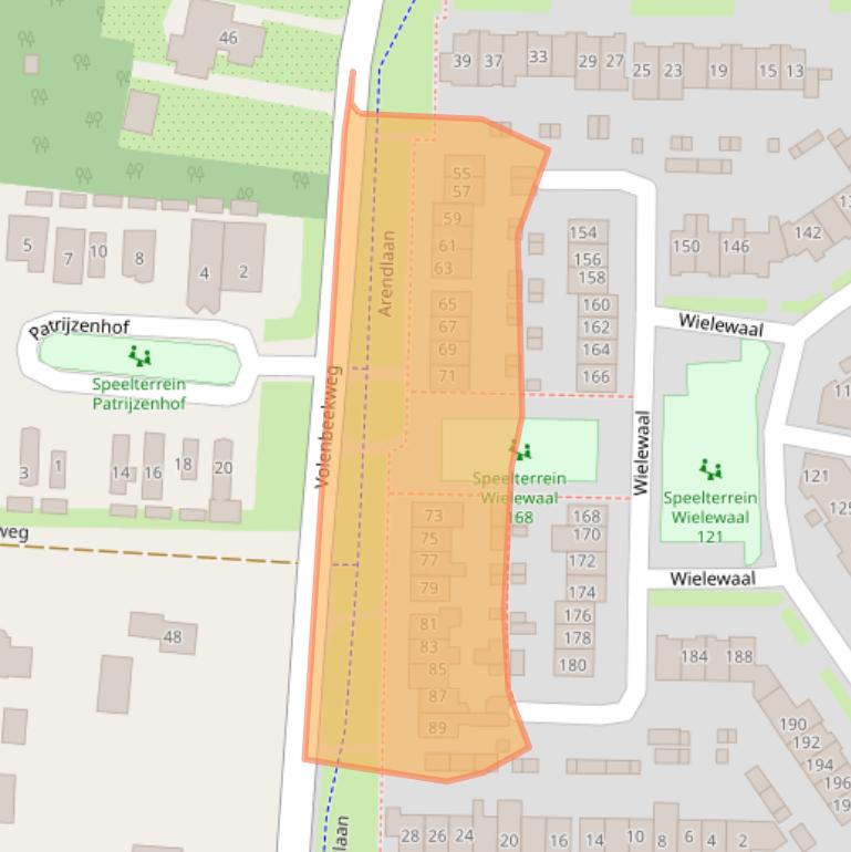 Kaart van postcodegebied 3853PW.