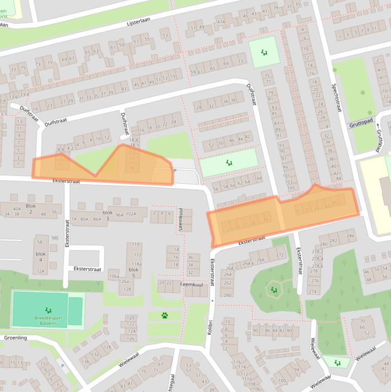 Kaart van postcodegebied 3853SG.