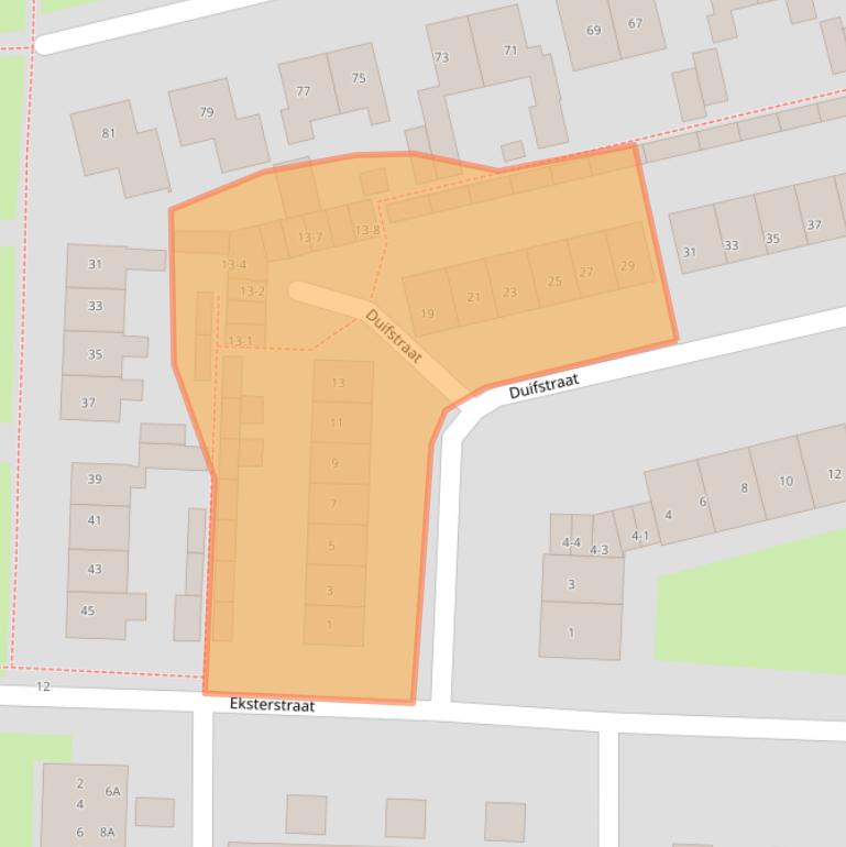 Kaart van postcodegebied 3853TE.