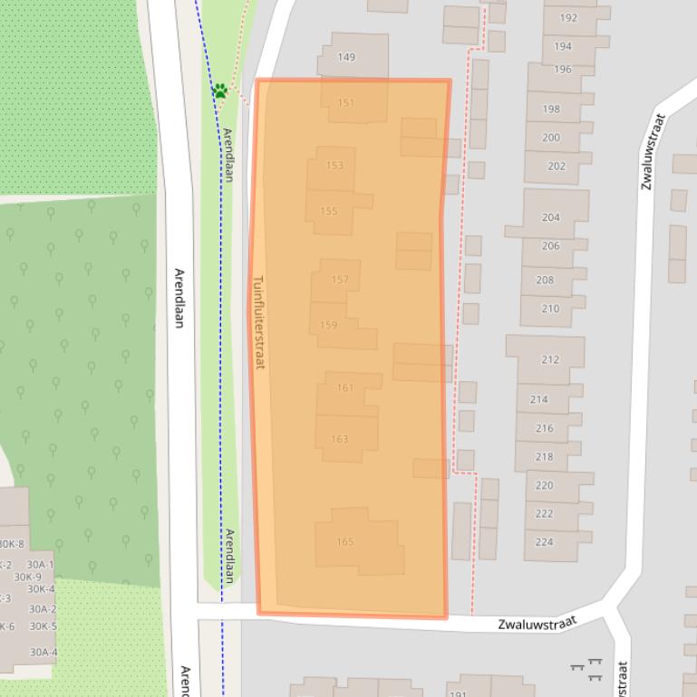 Kaart van postcodegebied 3853WG.