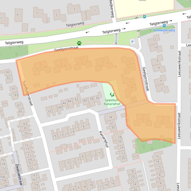 Kaart van postcodegebied 3853WN.