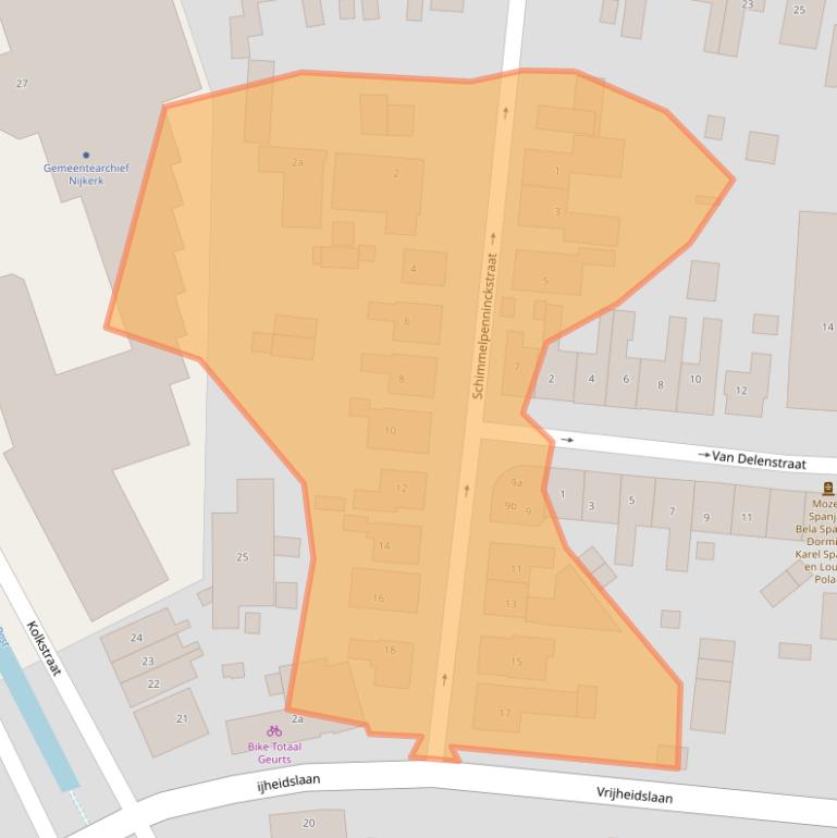 Kaart van postcodegebied 3861AL.