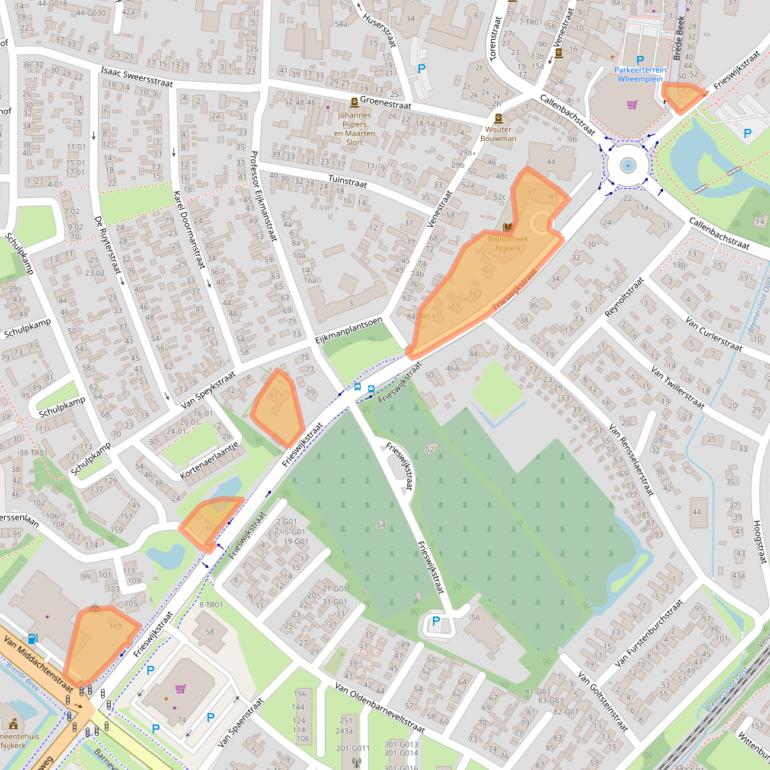 Kaart van postcodegebied 3861BK.