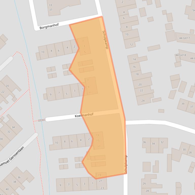 Kaart van postcodegebied 3861EC.