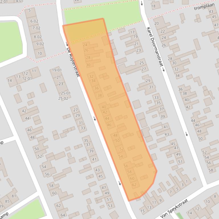 Kaart van postcodegebied 3861EZ.