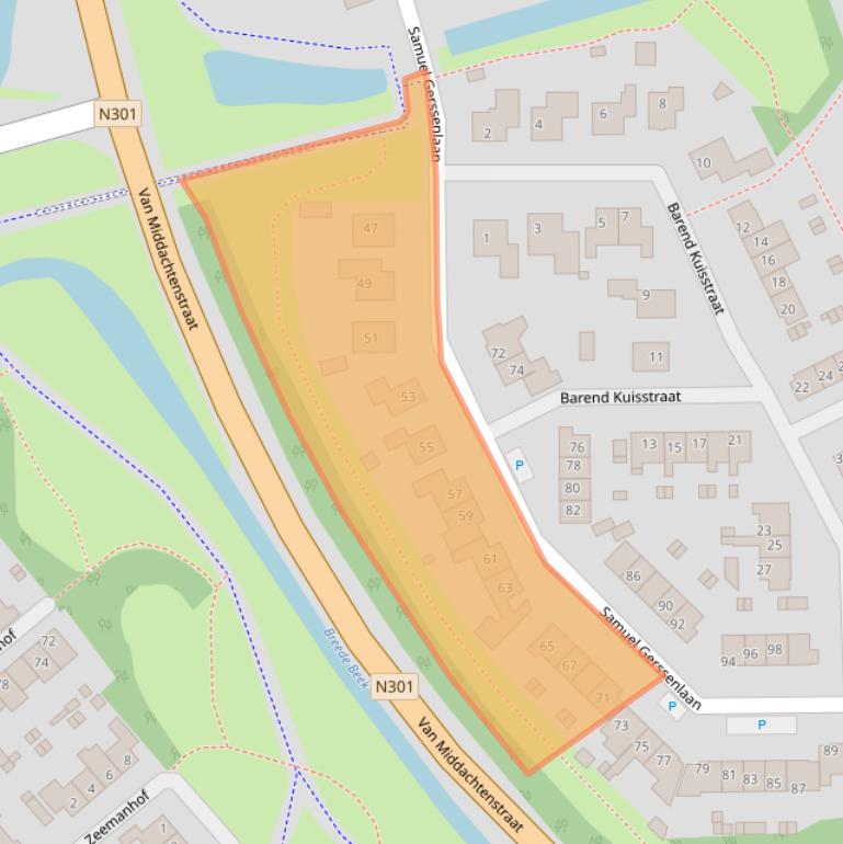 Kaart van postcodegebied 3861HB.