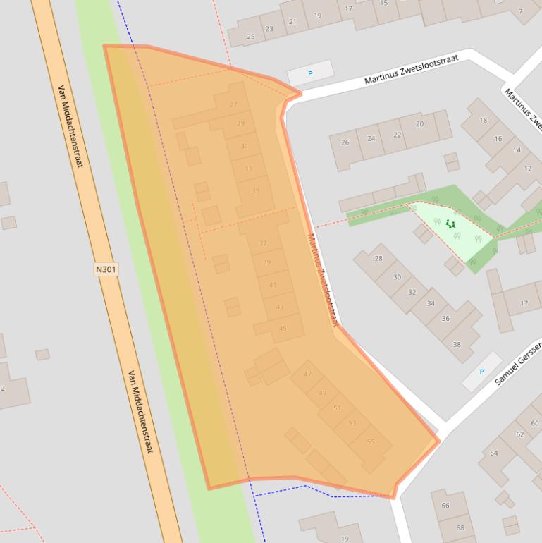 Kaart van postcodegebied 3861HJ.