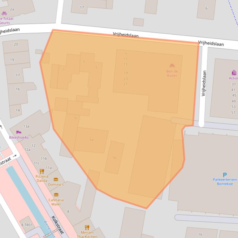 Kaart van postcodegebied 3861JB.