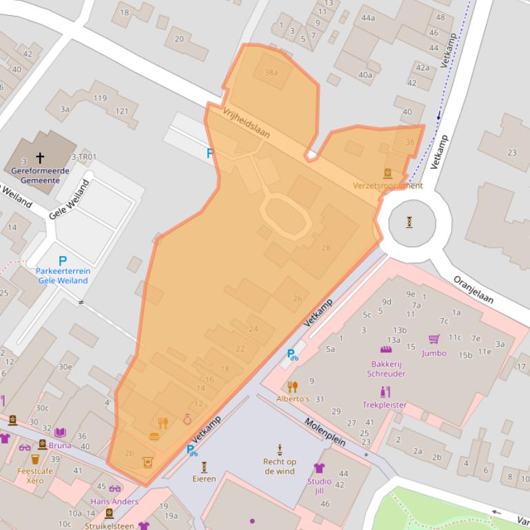 Kaart van postcodegebied 3861JP.