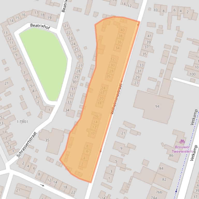 Kaart van postcodegebied 3861KB.