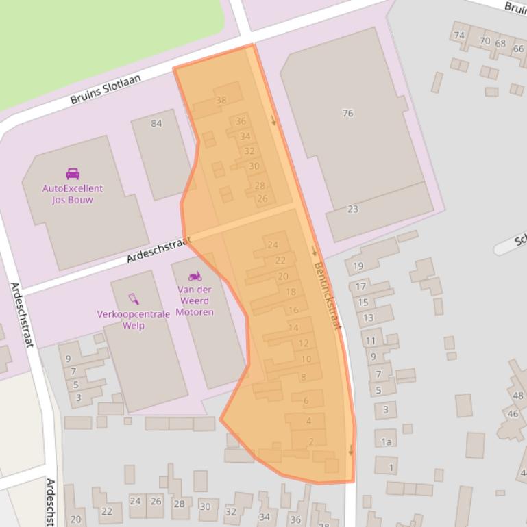 Kaart van postcodegebied 3861KW.