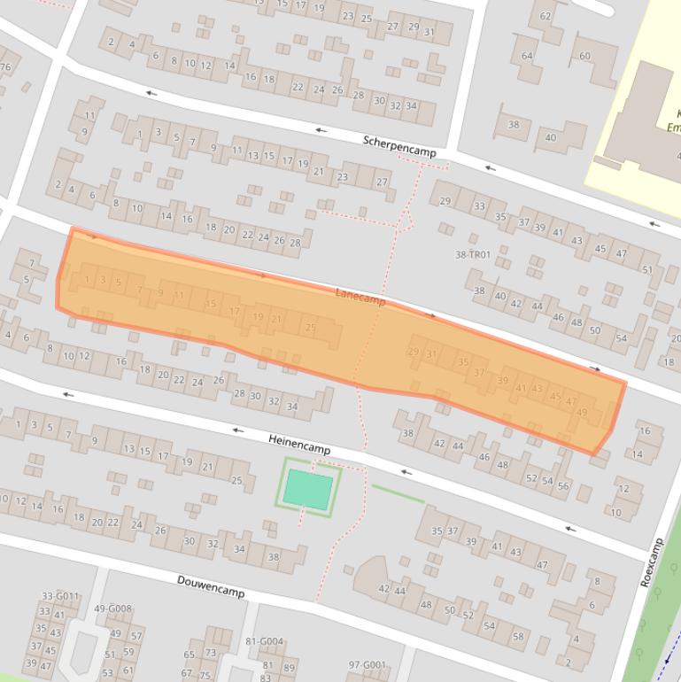 Kaart van postcodegebied 3861LN.