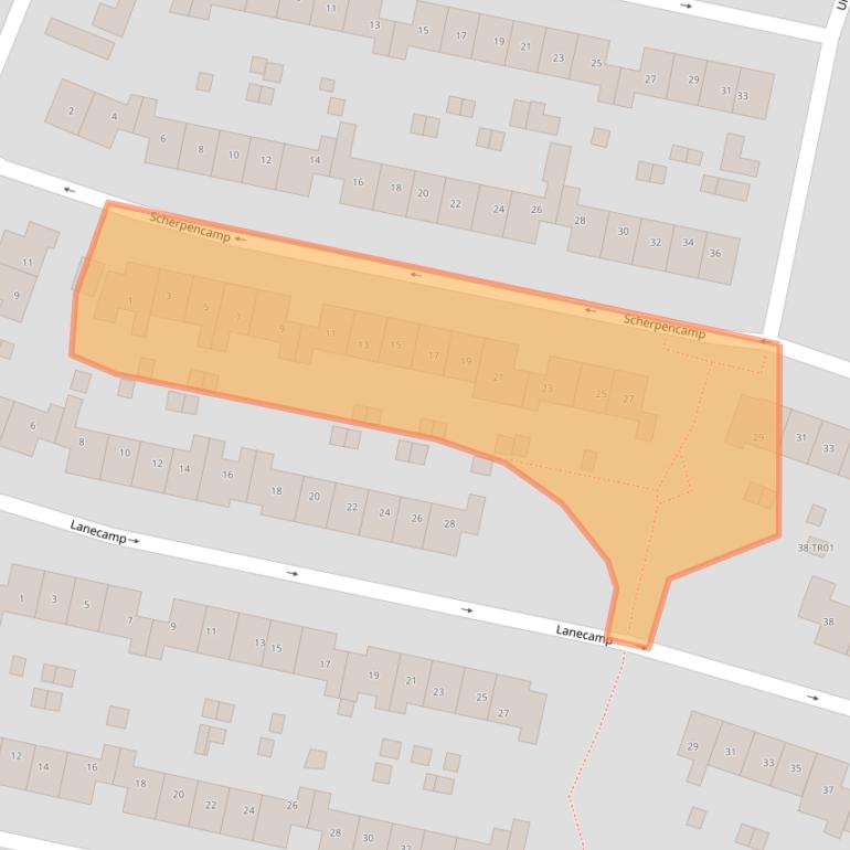 Kaart van postcodegebied 3861LR.