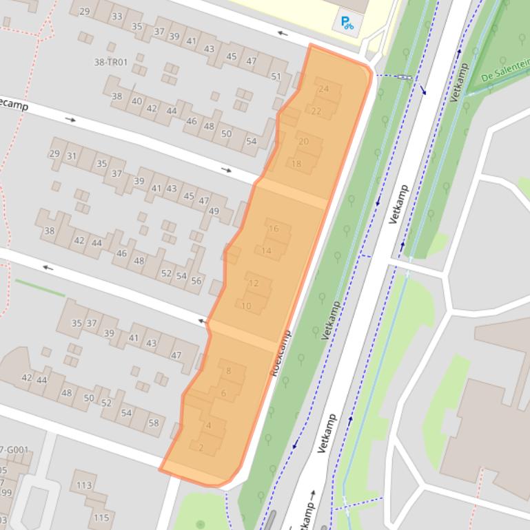 Kaart van postcodegebied 3861LZ.