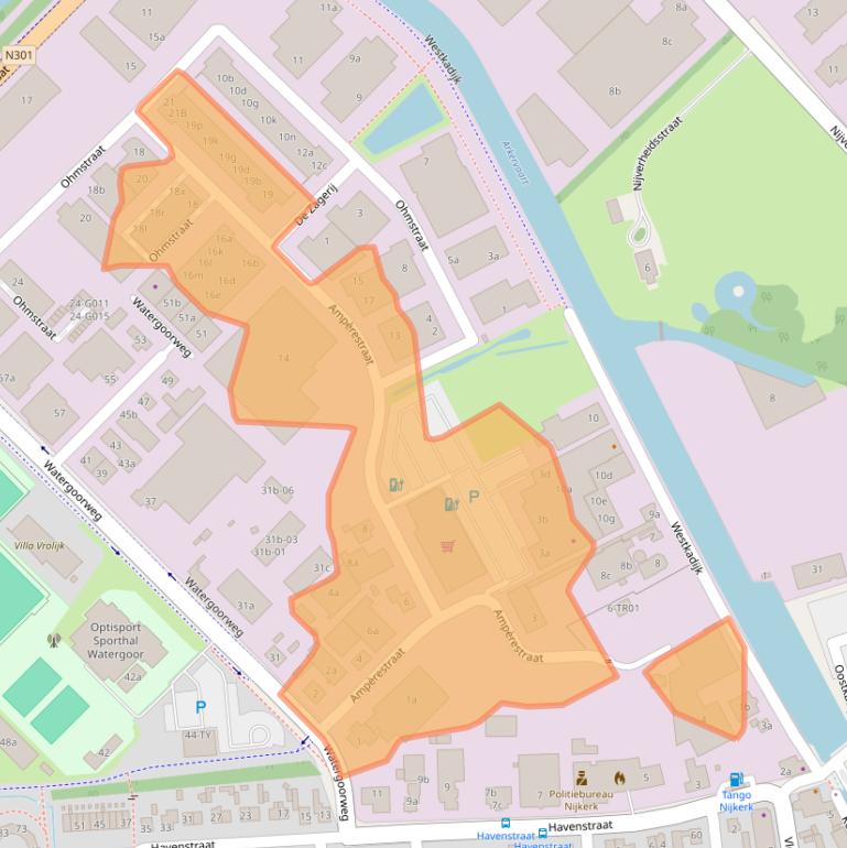 Kaart van postcodegebied 3861NC.