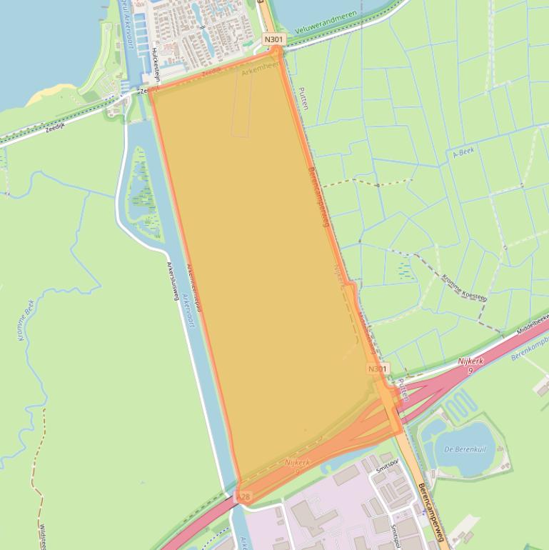 Kaart van postcodegebied 3861NN.