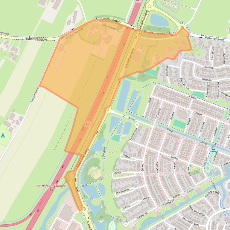 Kaart van postcodegebied 3861PG.