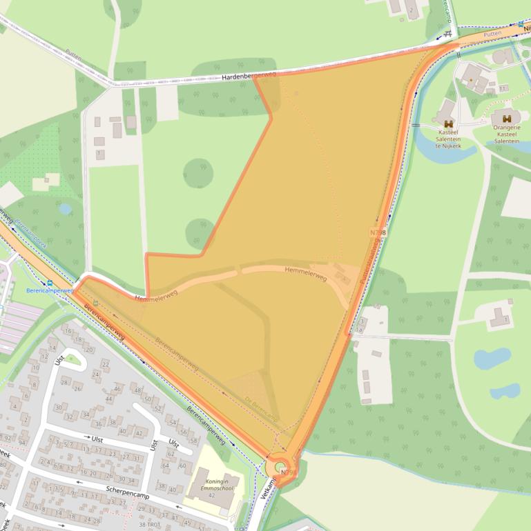 Kaart van postcodegebied 3861RA.