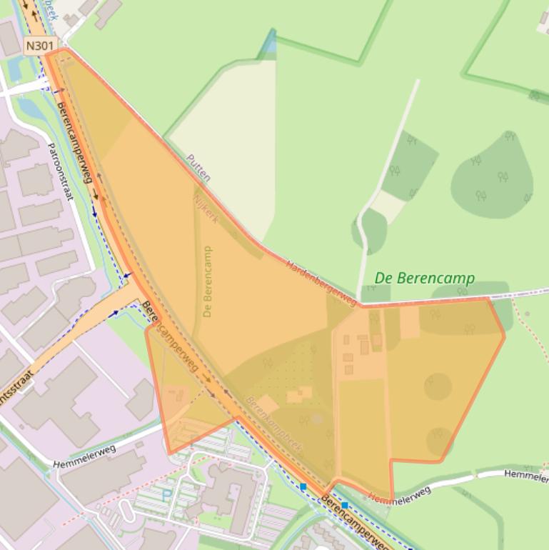 Kaart van postcodegebied 3861RC.