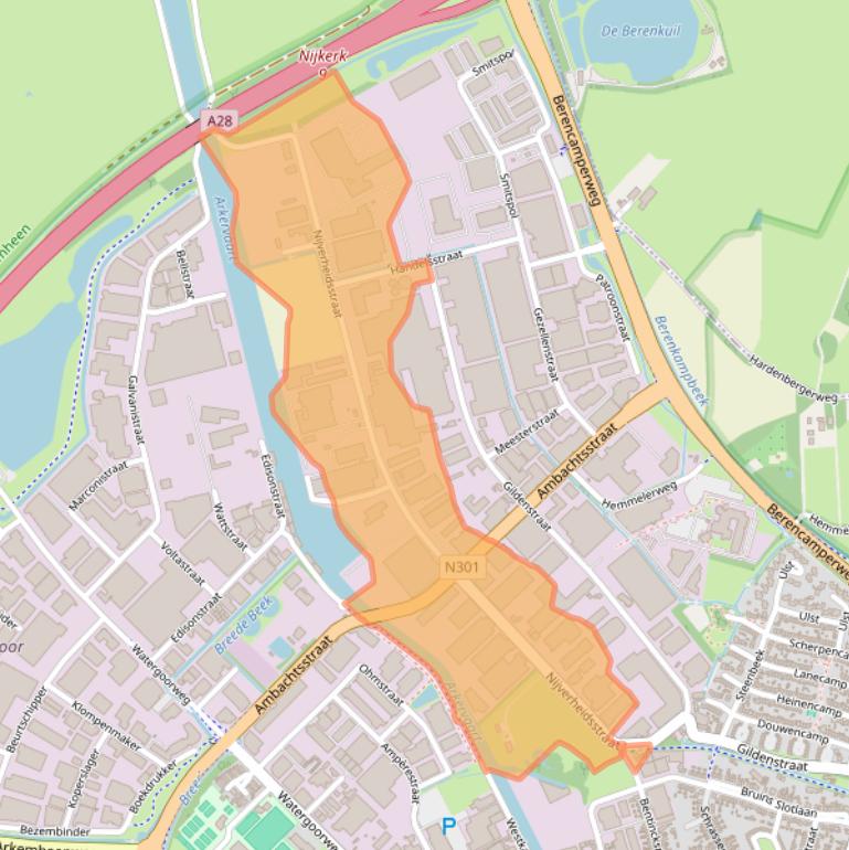 Kaart van postcodegebied 3861RJ.