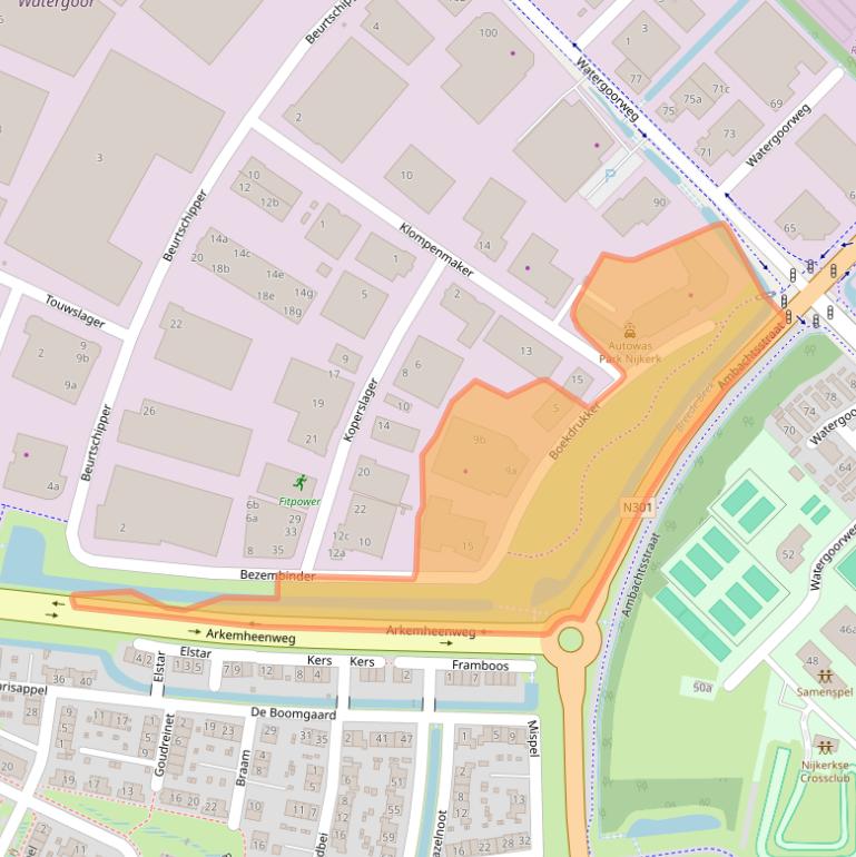 Kaart van postcodegebied 3861SE.