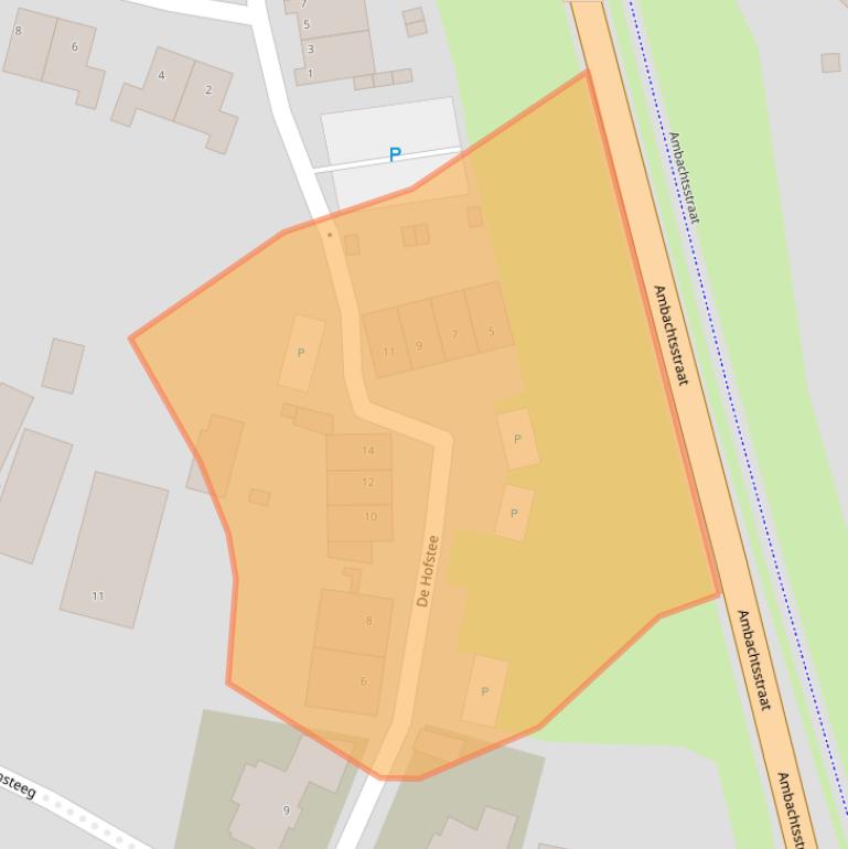 Kaart van postcodegebied 3861SZ.