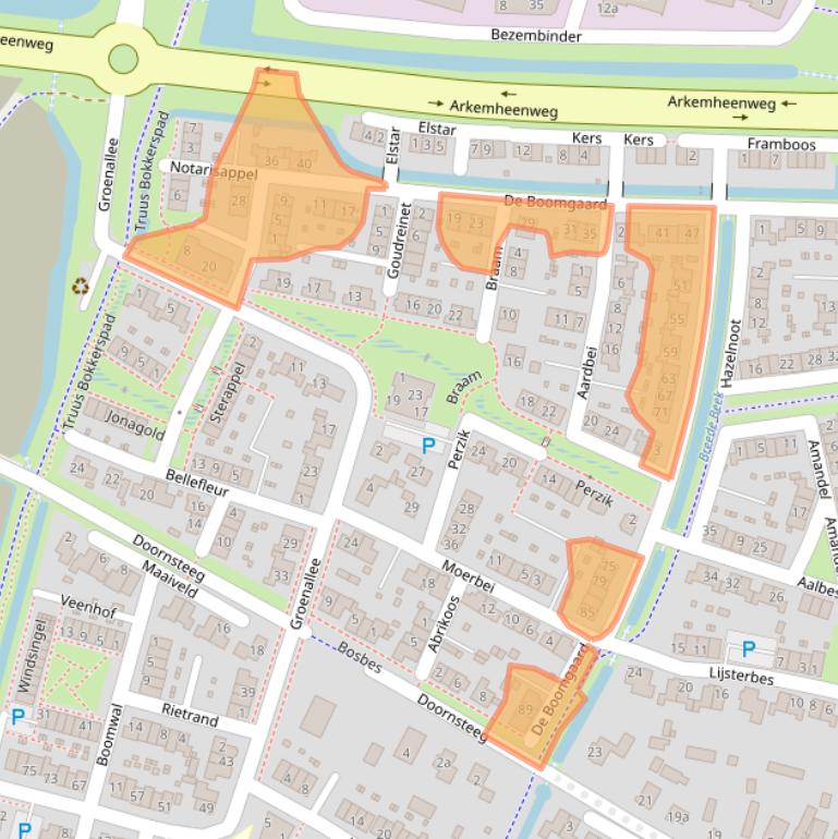 Kaart van postcodegebied 3861TB.