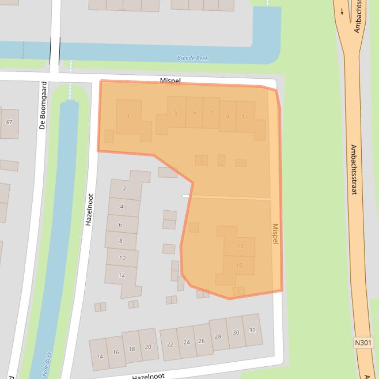 Kaart van postcodegebied 3861TL.