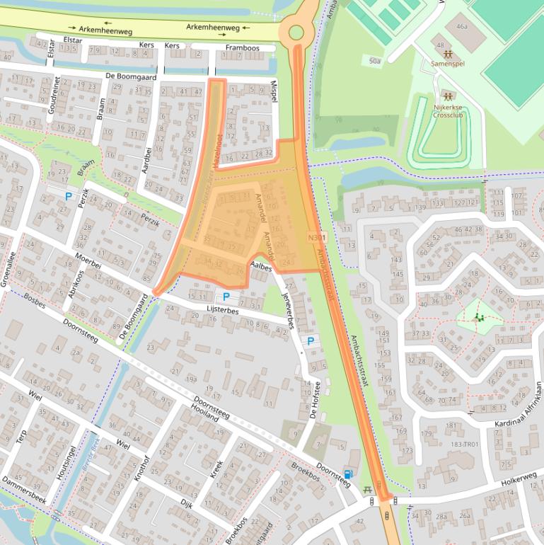 Kaart van postcodegebied 3861TM.