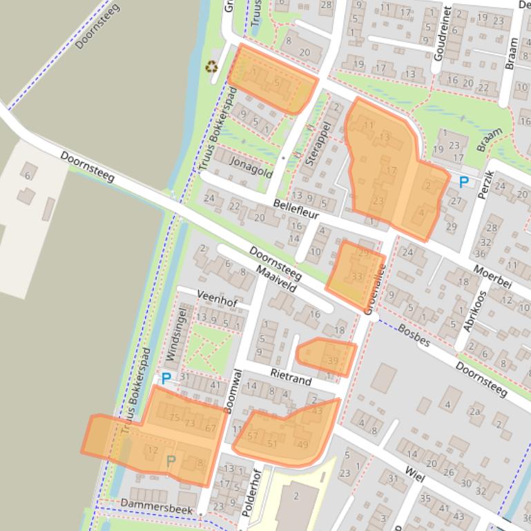 Kaart van postcodegebied 3861TN.