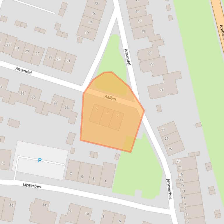 Kaart van postcodegebied 3861TZ.