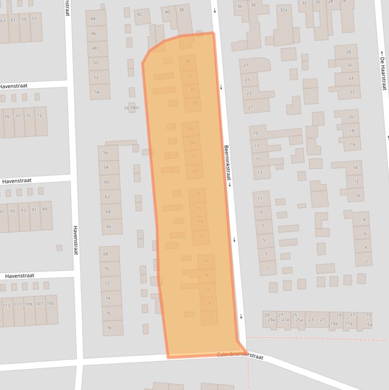 Kaart van postcodegebied 3861VJ.