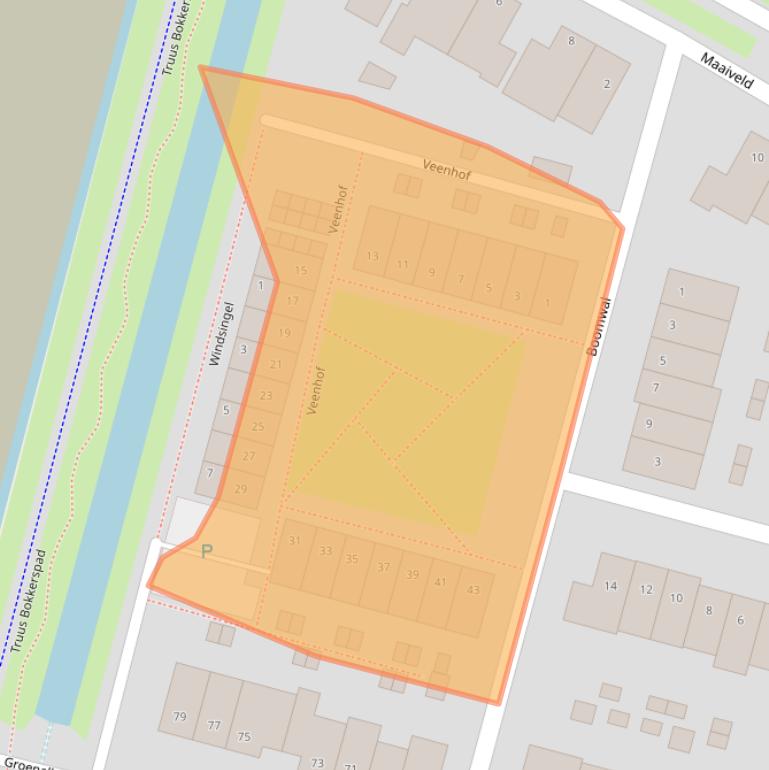 Kaart van postcodegebied 3861XV.