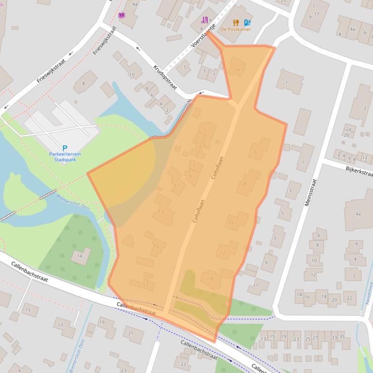 Kaart van postcodegebied 3862AG.