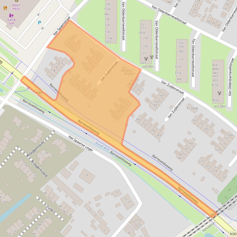 Kaart van postcodegebied 3862BB.